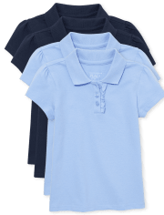 Toddler Girls Uniform  Ruffle Pique Polo 4-Pack