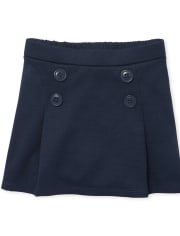 Toddler Girls Uniform Ponte Knit Button Skort 4-Pack