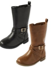 Toddler Girls Buckle Tall Boots 2-Pack