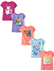 Girls Trend Graphic Tee 5-Pack