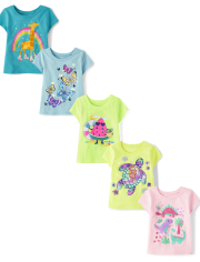 Baby And Toddler Girls Summer Graphic Tee 5-Pack