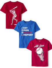 Boys Baseball Graphic Tee 3-Pack