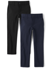 Boys Uniform Quick Dry Skinny Chino Pants 2-Pack