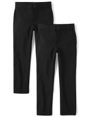 Pantalones chinos ajustados de secado rápido para uniforme para niños, paquete de 2
