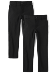 Boys Uniform Quick Dry Skinny Chino Pants 2-Pack