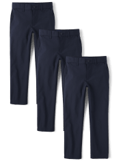 Boys Uniform Quick Dry Straight Chino Pants 3-Pack
