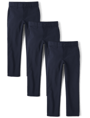 Boys Uniform Quick Dry Skinny Chino Pants 3-Pack