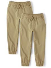 Boys Quick Dry Pull On Jogger Pants 2-Pack