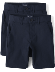 Paquete de 2 pantalones cortos chinos uniformes de secado rápido para niños