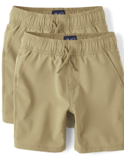 Boys Quick Dry Pull On Jogger Shorts 2-Pack