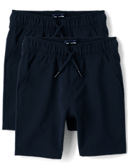 Boys Quick Dry Pull On Jogger Shorts 2-Pack