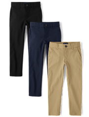 Boys Uniform Quick Dry Straight Chino Pants 3-Pack