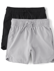 Boys Quick Dry Pull On Jogger Shorts 2-Pack
