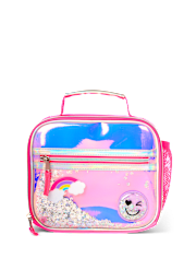 Girls Holographic Shakey Happy Face Backpack 3-Piece Set