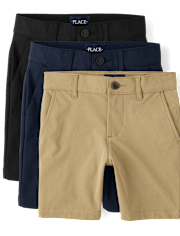 Boys Uniform Quick Dry Chino Shorts 3-Pack