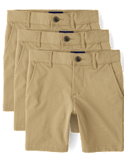 Paquete de 3 pantalones cortos chinos uniformes de secado rápido para niños