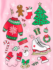 Girls Christmas Doodle Graphic Tee 3-Pack