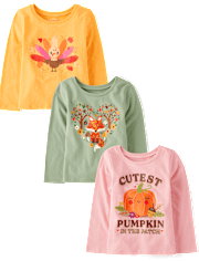 Baby And Toddler Girls Harvest Graphic Tee 3-Pack