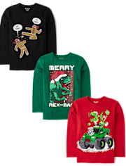 Boys Christmas Graphic Tee 3-Pack