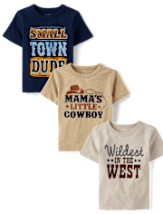 Baby And Toddler Boys Western Graphic Tee 3-Pack