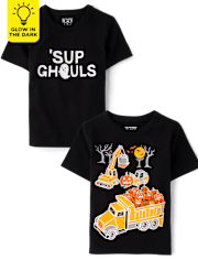 Baby And Toddler Boys Glow Halloween Construction Graphic Tee 2-Pack