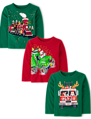 Baby And Toddler Boys Christmas Graphic Tee 3-Pack