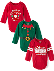 Unisex Baby Christmas Graphic Bodysuit 3-Pack