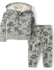 Baby And Toddler Boys Dino Fleece 2-Piece Outfit Set