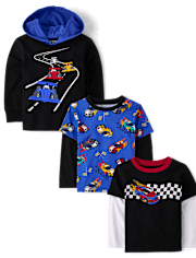 Baby And Toddler Boys Racecar Top 3-Pack