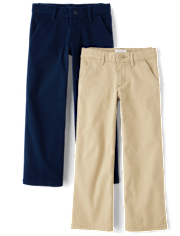 Girls Uniform Wide Leg Chino Pants 2-Pack