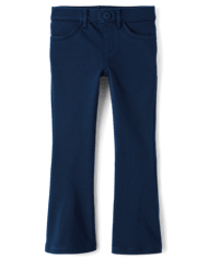 Girls Uniform Ponte Knit Pull On Flare Pants 2-Pack