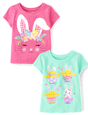 Baby And Toddler Girls Easter Graphic Tee 2-Pack