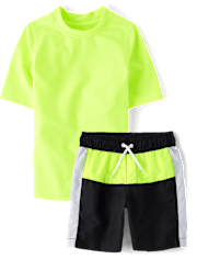 Boys Colorblock Rashguard Swimsuit