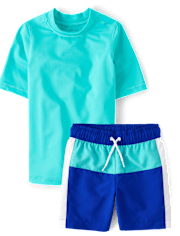 Boys Colorblock Rashguard Swimsuit