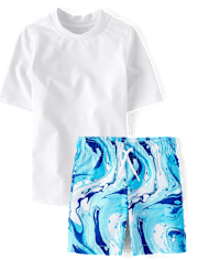 Boys Marble Rashguard Swimsuit