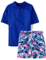 Boys Flamingo Rashguard Swimsuit
