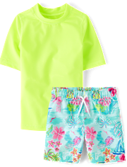Boys Tropical Rashguard Swimsuit