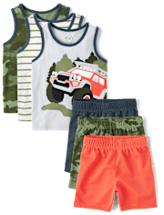 Baby And Toddler Boys Camo 6-Piece Outfit Set