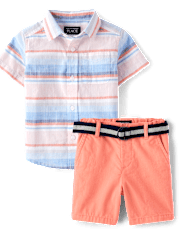 Baby And Toddler Boys Striped 2-Piece Outfit Set
