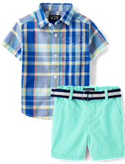 Baby And Toddler Boys Plaid 2-Piece Outfit Set