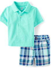 Baby And Toddler Boys Plaid 2-Piece Outfit Set