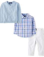 Baby And Toddler Boys Dad And Me Plaid 3-Piece Outfit Set