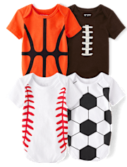 Baby Sports Graphic Bodysuit 4-Pack