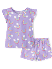 Baby And Toddler Girls Rainbow 2-Piece Outfit Set
