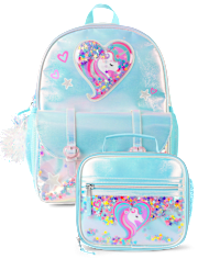 Girls Crackle Shakey Unicorn Backpack 2-Piece Set