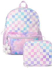 Girls Checkered Backpack 2-Piece Set