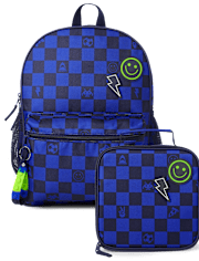 Boys Checkered Gamer Backpack 2-Piece Set