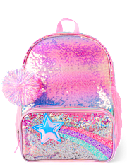 Girls Rainbow Sequin Shakey Star Backpack 2-Piece Set