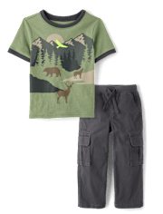 Baby And Toddler Boys Mountain 2-Piece Outfit Set