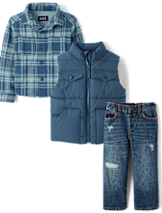 Baby And Toddler Plaid 3-Piece Outfit Set